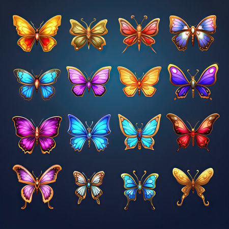 colorful butterfly spring ai generated. decoration invitation, style color, celebration wing colorful butterfly spring illustrationの素材