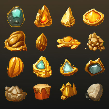 money gold ore ai generated. treasure miner, precious nugget, rock heap money gold ore illustrationの素材