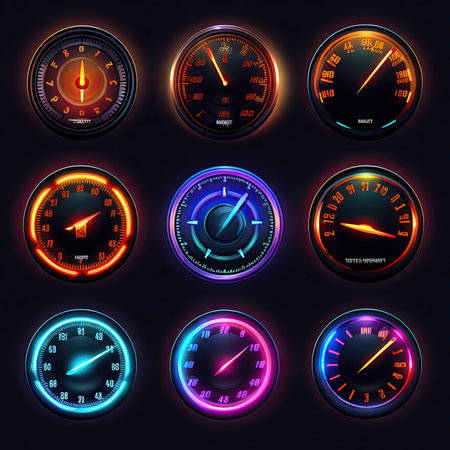 vehicle games speedometer ai generated. digital automobile, display panel, hud race vehicle games speedometer illustrationの素材