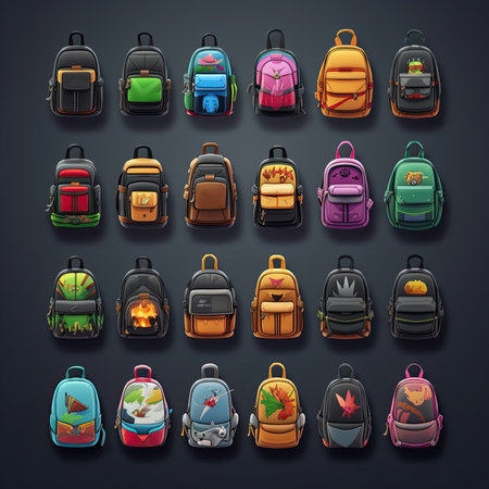 book school backpack ai generated. child student, color yellow, college blue book school backpack illustrationの素材