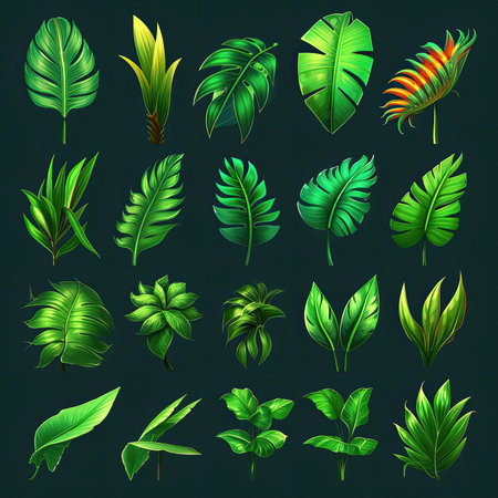 exotic tropical leaf ai generated. foliage nature, botanical background, tree forest exotic tropical leaf illustrationの素材
