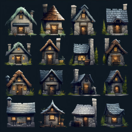 exterior stone house ai generated. modern design, building summer, luxury new exterior stone house illustrationの素材