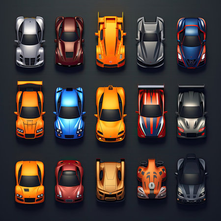 auto games race car top ai generated. road sport, speed object, transportation flat auto games race car top illustrationの素材
