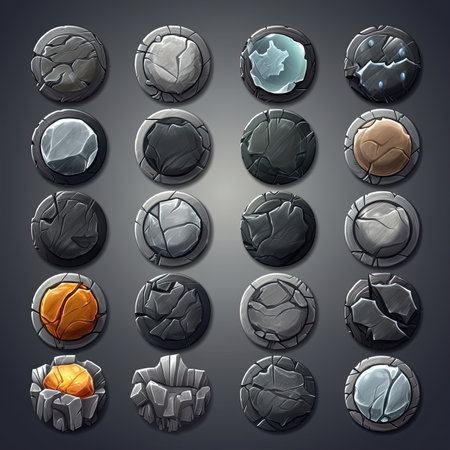 panel rock stone button ai generated. frame board, ui gui, element menu panel rock stone button illustrationの素材