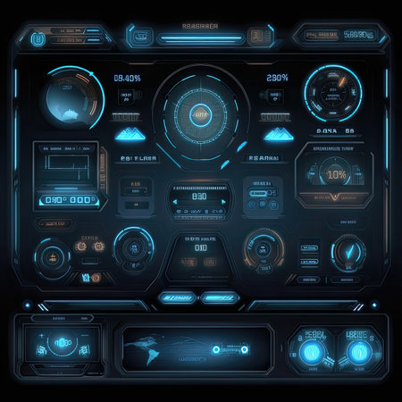 frame hud elements ai generated. background circle, design hologram, bar dashboard frame hud elements illustrationの素材