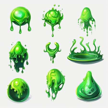 sticky green slime ai generated. stain goo, poison paint, texture dirty sticky green slime illustrationの素材