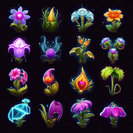 fairy games magic flower ai generated. design landscape, plant mystery, wallpaper beautiful fairy games magic flower illustrationの素材