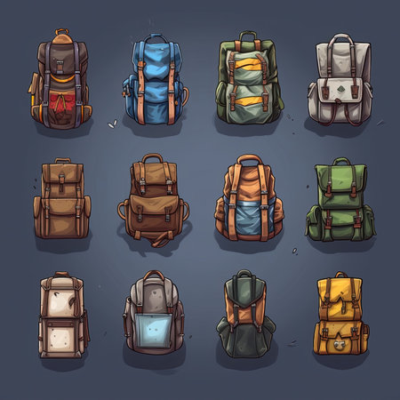 tourism backpack camping ai generated. trekking er, leisure hiker, active people tourism backpack camping illustrationの素材