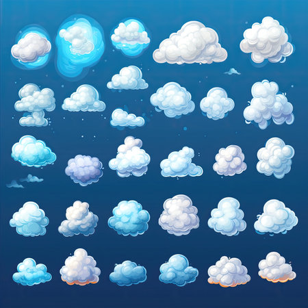 space cloud white ai generated. atmosphere blue, cumulus landscape, smoke day space cloud white illustrationの素材