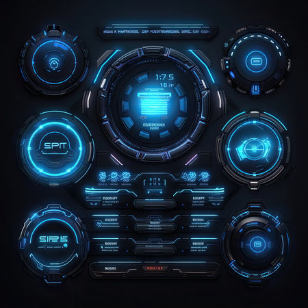 virtual hud elements ai generated. ui panel, display element, frame background virtual hud elements illustrationの素材