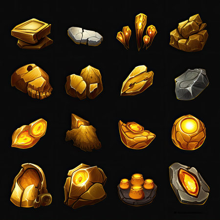metal gold ore ai generated. mine money, treasure miner, precious nugget metal gold ore illustrationの素材