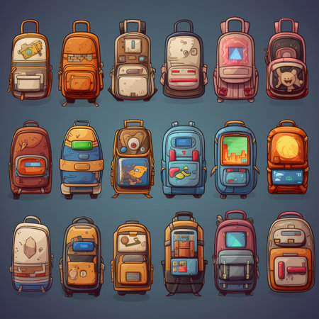 back school backpack ai generated. study object, design learn, kid book back school backpack illustrationの素材