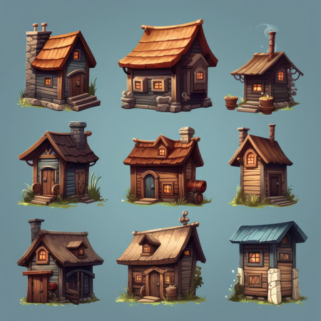 architecture game wooden house ai generated. nature tree, village toy, home architecture game wooden house illustrationの素材