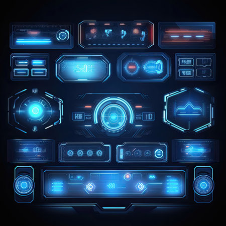 virtual hud elements ai generated. ui panel, display element, frame background virtual hud elements illustrationの素材