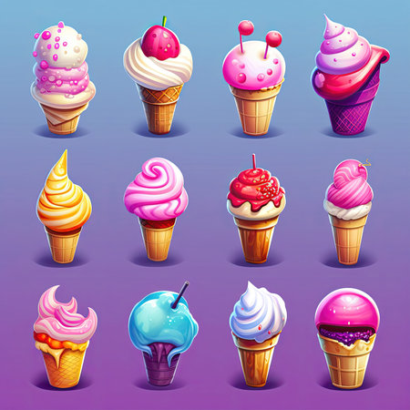 dessert ice cream ai generated. summer sweet, strawberry vanilla, background flavor dessert ice cream illustrationの素材
