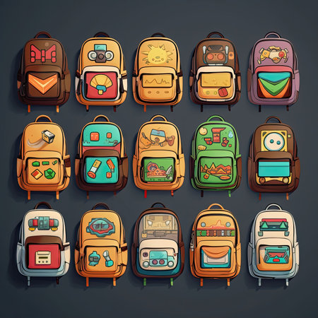 bag school backpack ai generated. education background, back study, object design bag school backpack illustrationの素材