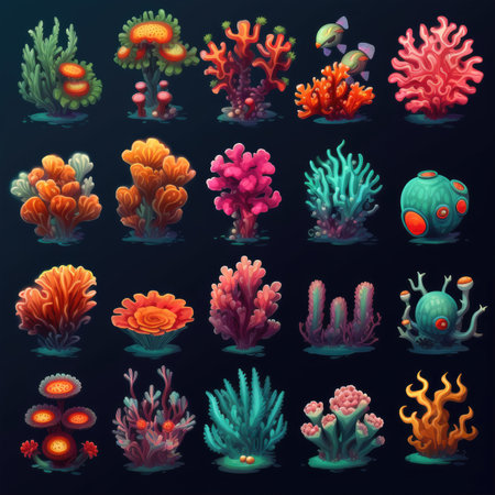 deep coral sea ai generated. scuba wildlife, under red, marine deep coral sea illustrationの素材
