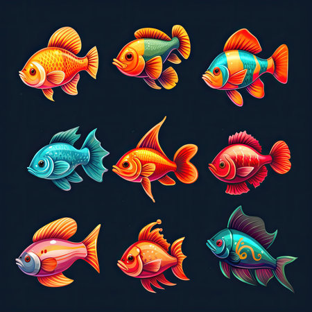 reef fish aquarium ai generated. animal, water underwater, nature tropical reef fish aquarium illustrationの素材