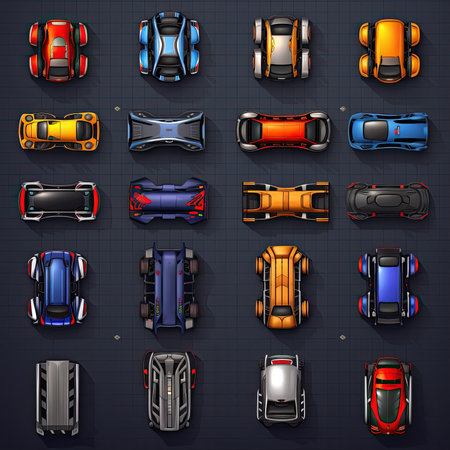 object games race car top ai generated. transportation flat, fast drive, background rally object games race car top illustrationの素材
