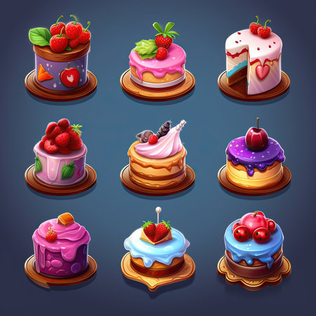 background cake birthday ai generated. food sweet, fun dessert, decoration colorful background cake birthday illustrationの素材