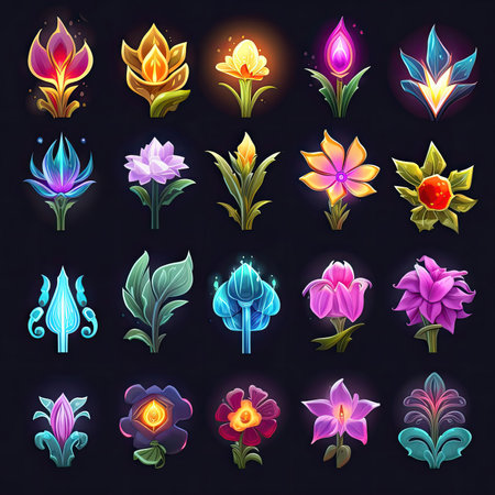 grass games magic flower ai generated. floral abstract, light ui, fantastic grass games magic flower illustrationの素材
