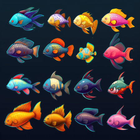 colorful fish aquarium ai generated. exotic reef, animal, water underwater colorful fish aquarium illustrationの素材