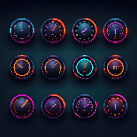 panel games speedometer ai generated. hud race, background futuristic, ui abstract panel games speedometer illustrationの素材