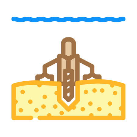 offshore drilling petroleum engineer color icon vector illustrationのイラスト素材