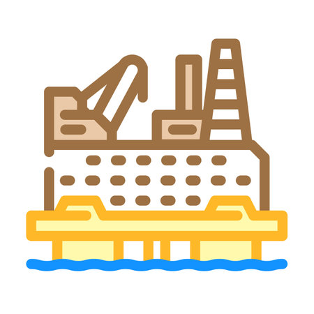 oil rig platform petroleum engineer color icon vector illustrationのイラスト素材