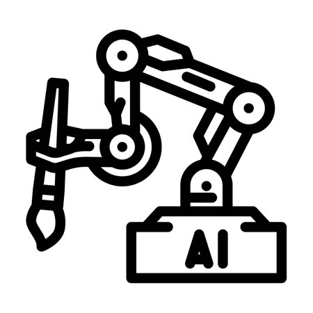 ai image generation future technology line icon vector illustrationのイラスト素材