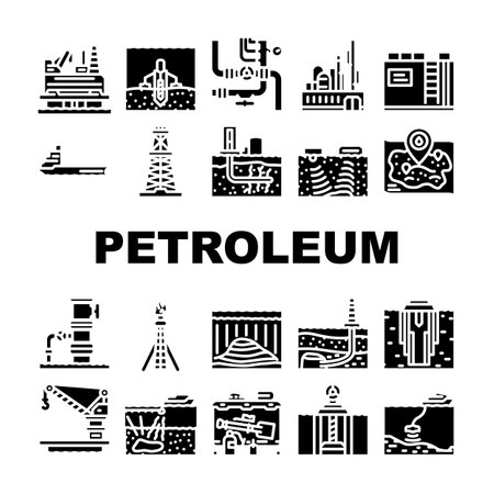 oil industry petroleum energy gas icons set vectorのイラスト素材