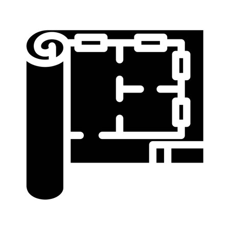 blueprint roll civil engineer glyph icon vector illustrationのイラスト素材