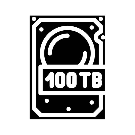 100 terabyte hard drive future technology glyph icon vector illustrationのイラスト素材