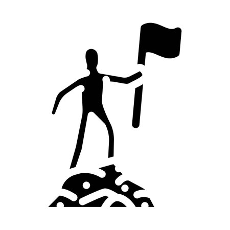flag mountaineer top glyph icon vector illustrationのイラスト素材