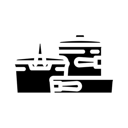 camp cookset mountaineering adventure glyph icon vector illustrationのイラスト素材