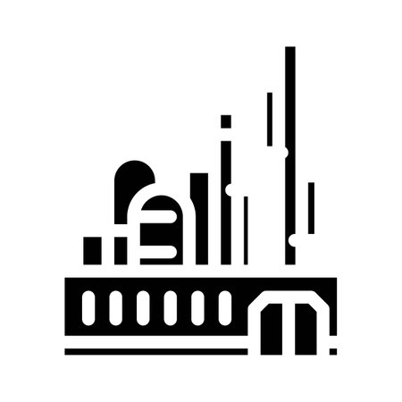 oil refinery plant petroleum engineer glyph icon vector illustrationのイラスト素材