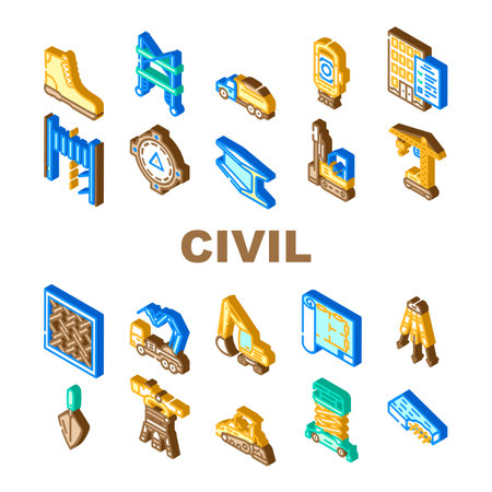 civil engineer construction icons set vectorのイラスト素材