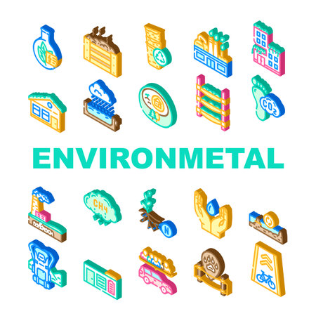 engineer environmental technology icons set vectorのイラスト素材
