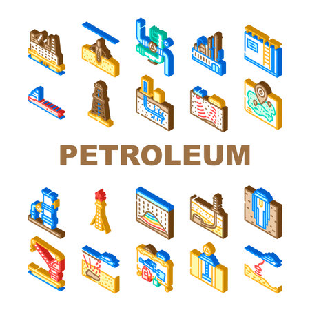 oil industry petroleum energy gas icons set vectorのイラスト素材