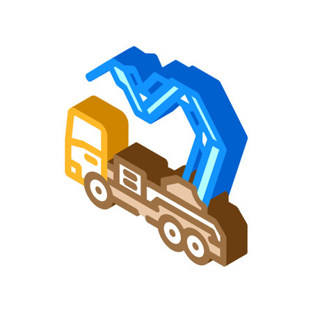 ditch digger civil engineer isometric icon vector illustrationのイラスト素材