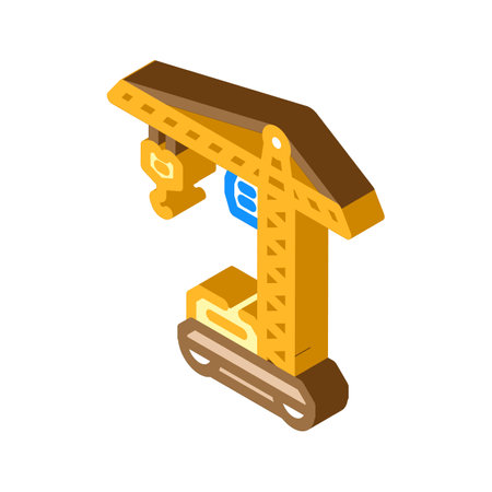 tower crane civil engineer isometric icon vector illustrationのイラスト素材