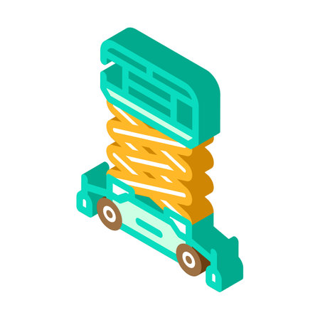 hydraulic lift platform civil engineer isometric icon vector illustrationのイラスト素材