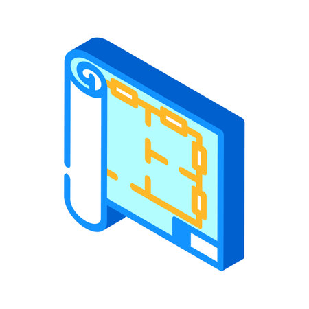 blueprint roll civil engineer isometric icon vector illustrationのイラスト素材
