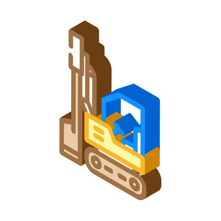 pile driver civil engineer isometric icon vector illustrationのイラスト素材