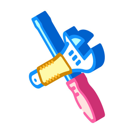 screwdriver and wrench tool work isometric icon vector illustrationのイラスト素材
