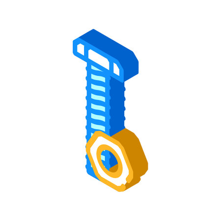 nut and bolt tool work isometric icon vector illustrationのイラスト素材