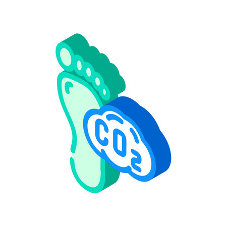 carbon footprint environmental isometric icon vector illustrationのイラスト素材
