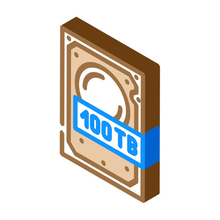 100 terabyte hard drive future technology isometric icon vector illustrationのイラスト素材