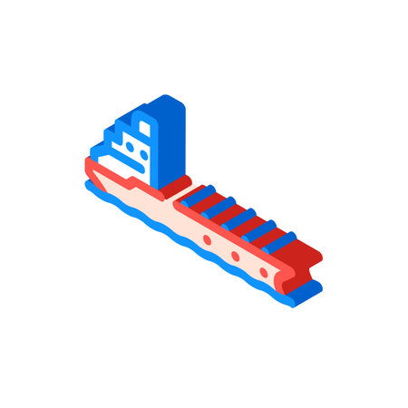 oil tanker ship petroleum engineer isometric icon vector illustrationのイラスト素材