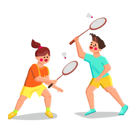 game badminton kid vectorのイラスト素材